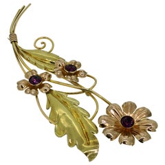 Brooch, Van Dell, Gold Filled Sterling Silver, Floral Design, 1950