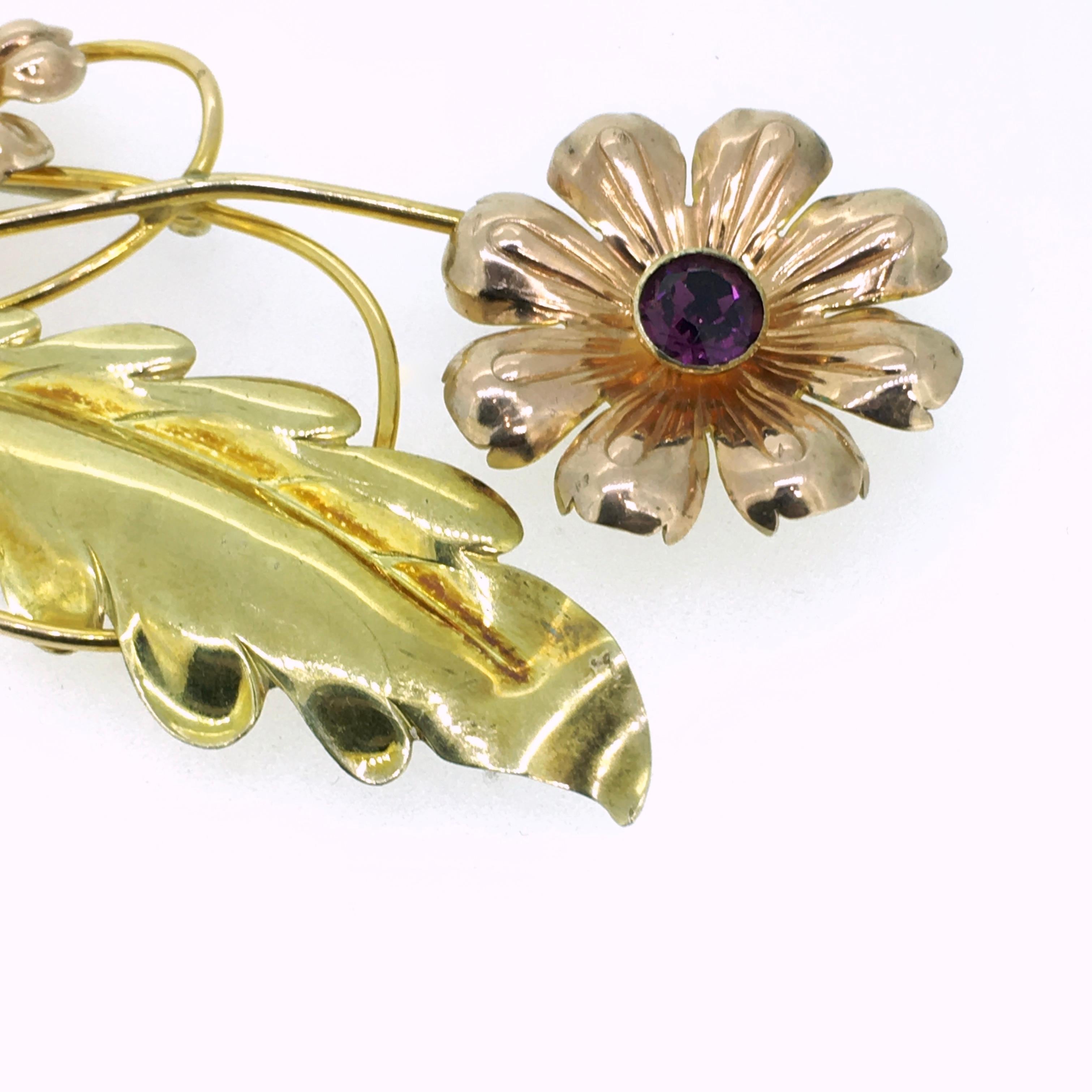 Brooch, Van Dell, Gold Filled Sterling Silver, Floral Design, 1950 at  1stDibs | van dell brooch