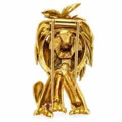 BROOCH - Vintage 1960s Shaggy Dog 0.50 CTW Diamond & Enamel Pin in 18K Gold