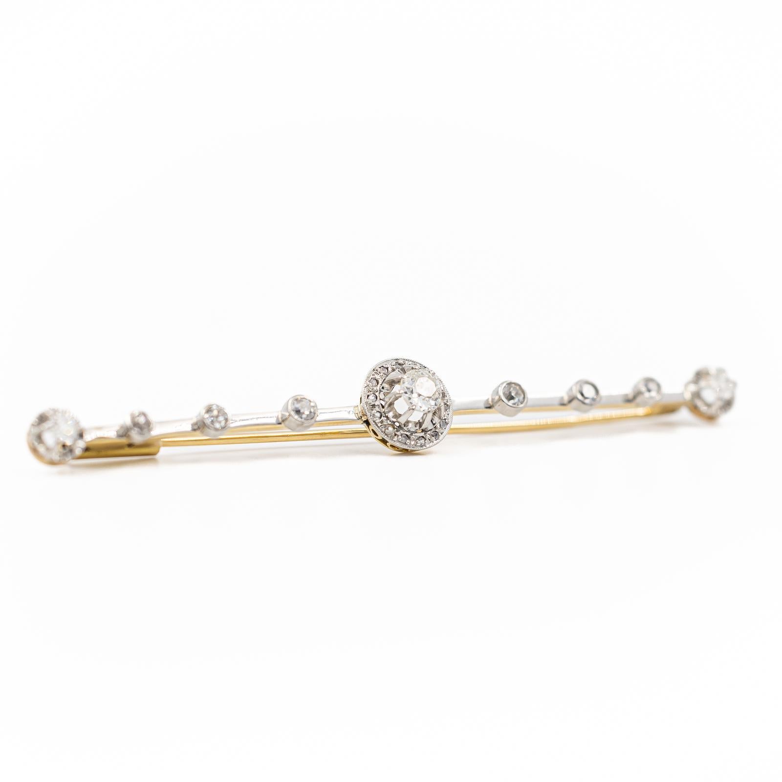 Old European Cut Brooch White Gold Diamond For Sale