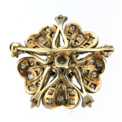 Brooch with brilliant and single cut diamonds up tom2.60ct 14k gold and silver