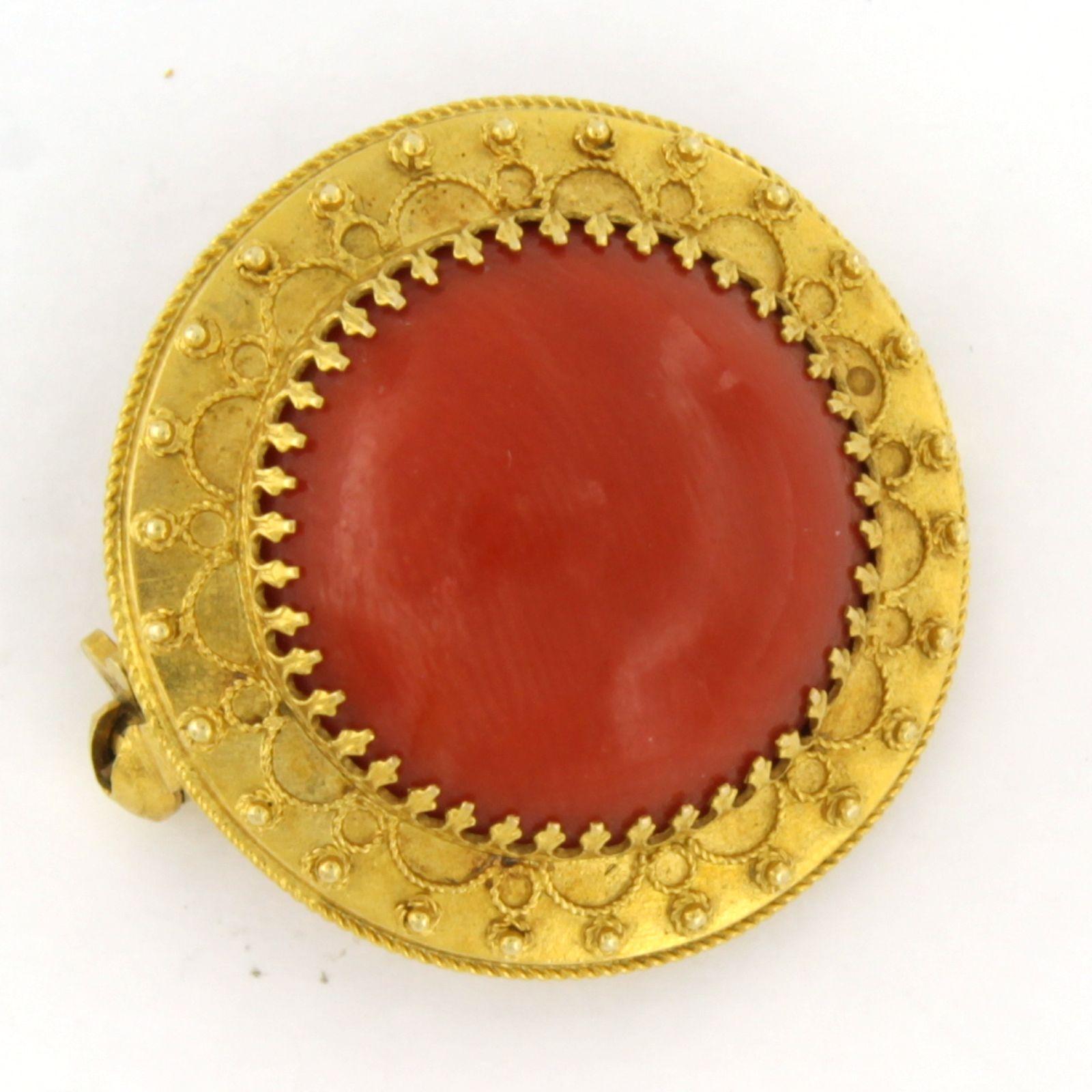 De las mujeres Broche con coral 3,9 gramos oro amarillo 14k en venta