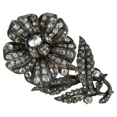 Brooch with diamonds 14k yellow gold and silver