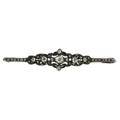 Antique Brooch with diamonds 14k yellow gold and silver