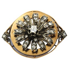 Brooch with diamonds 18k gold with silver