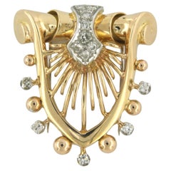 Antique Brooch with diamonds 18k yellow gold and 950 Platinum