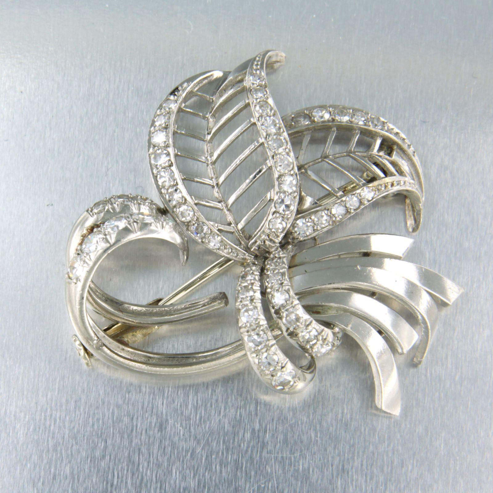 Brooch with diamonds 950 Pt platinum In Good Condition For Sale In The Hague, ZH