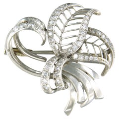 Brooch with diamonds 950 Pt platinum