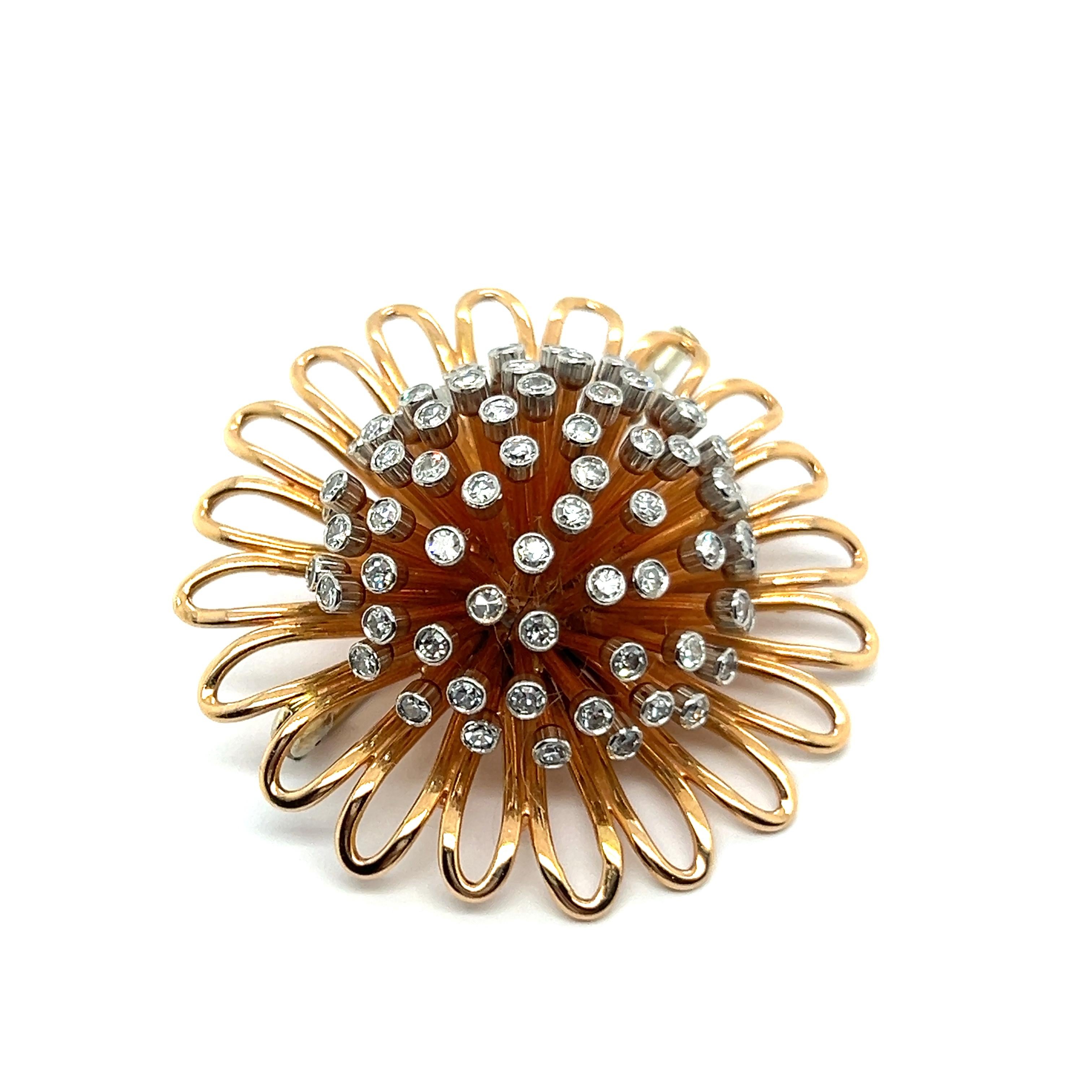 Brooch with Diamonds in 18 Karat Red Gold by Meinrad Burch For Sale 5