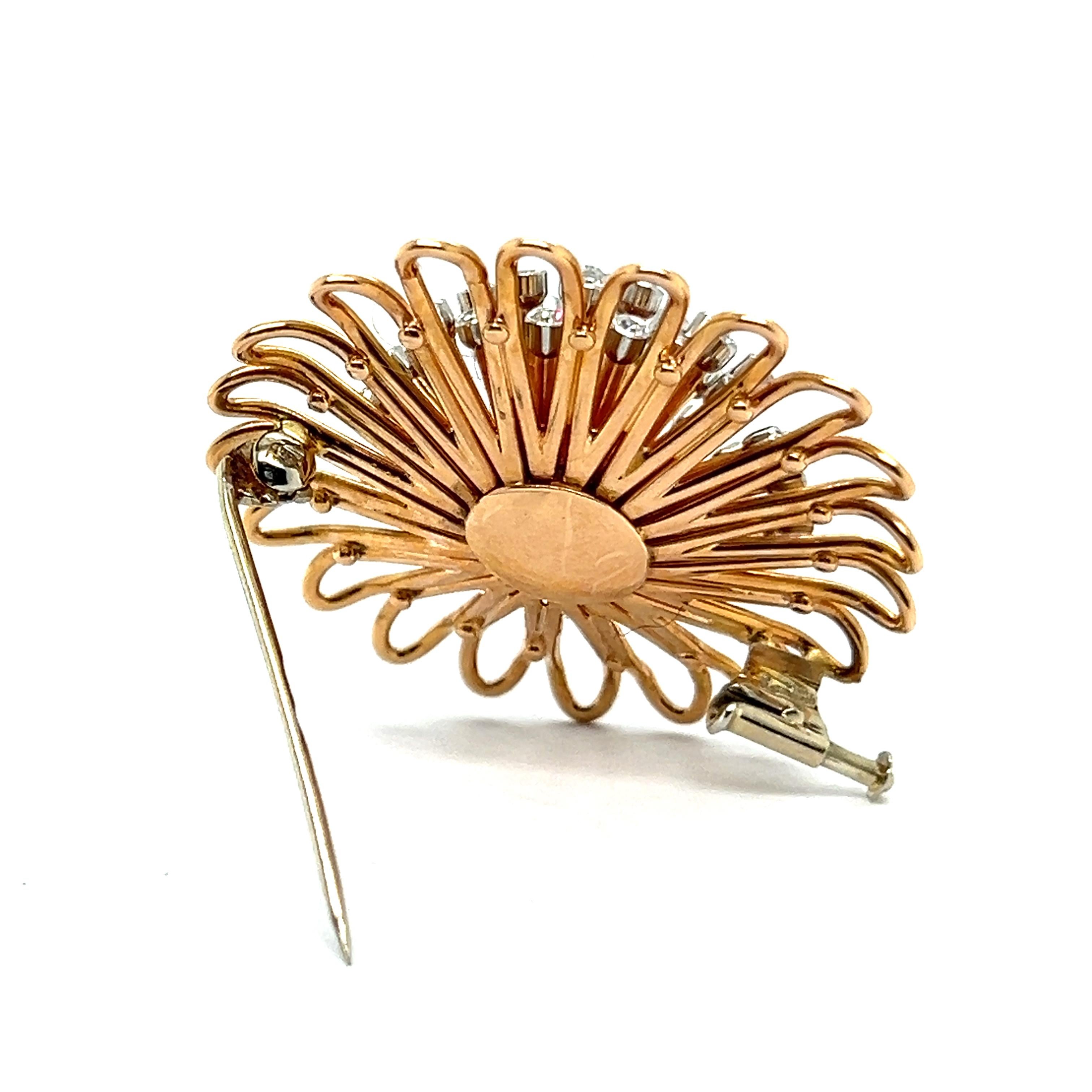 Brooch with Diamonds in 18 Karat Red Gold by Meinrad Burch For Sale 6