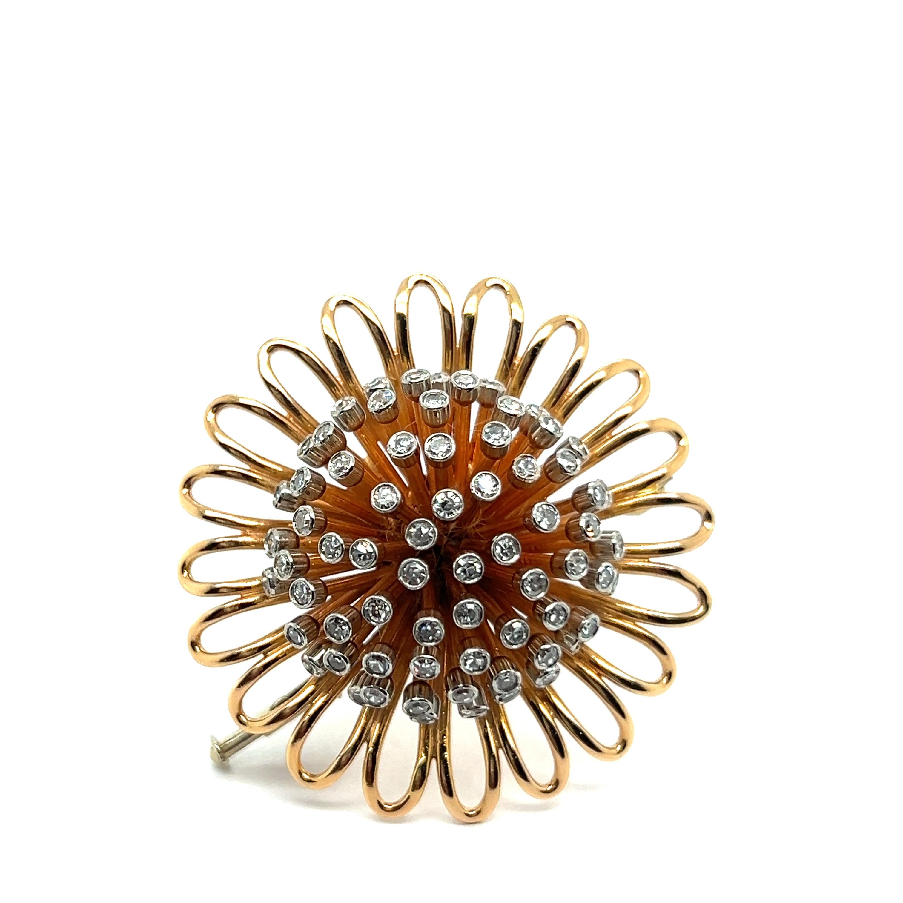 Brooch with Diamonds in 18 Karat Red Gold by Meinrad Burch For Sale 7