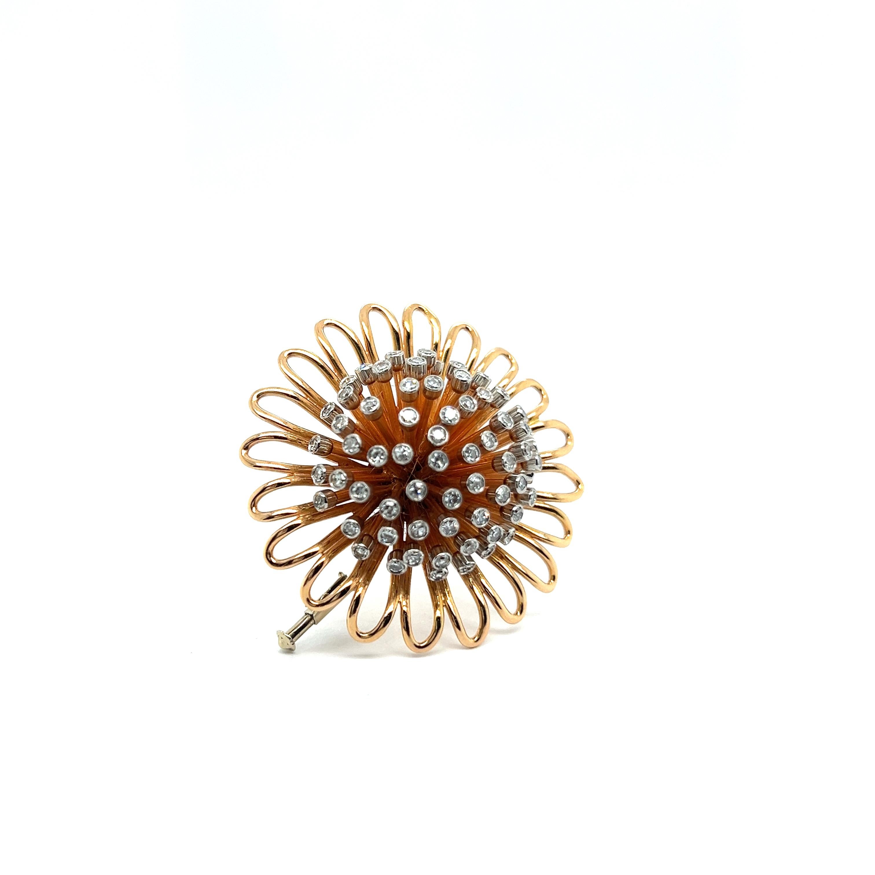 Artist Brooch with Diamonds in 18 Karat Red Gold by Meinrad Burch For Sale