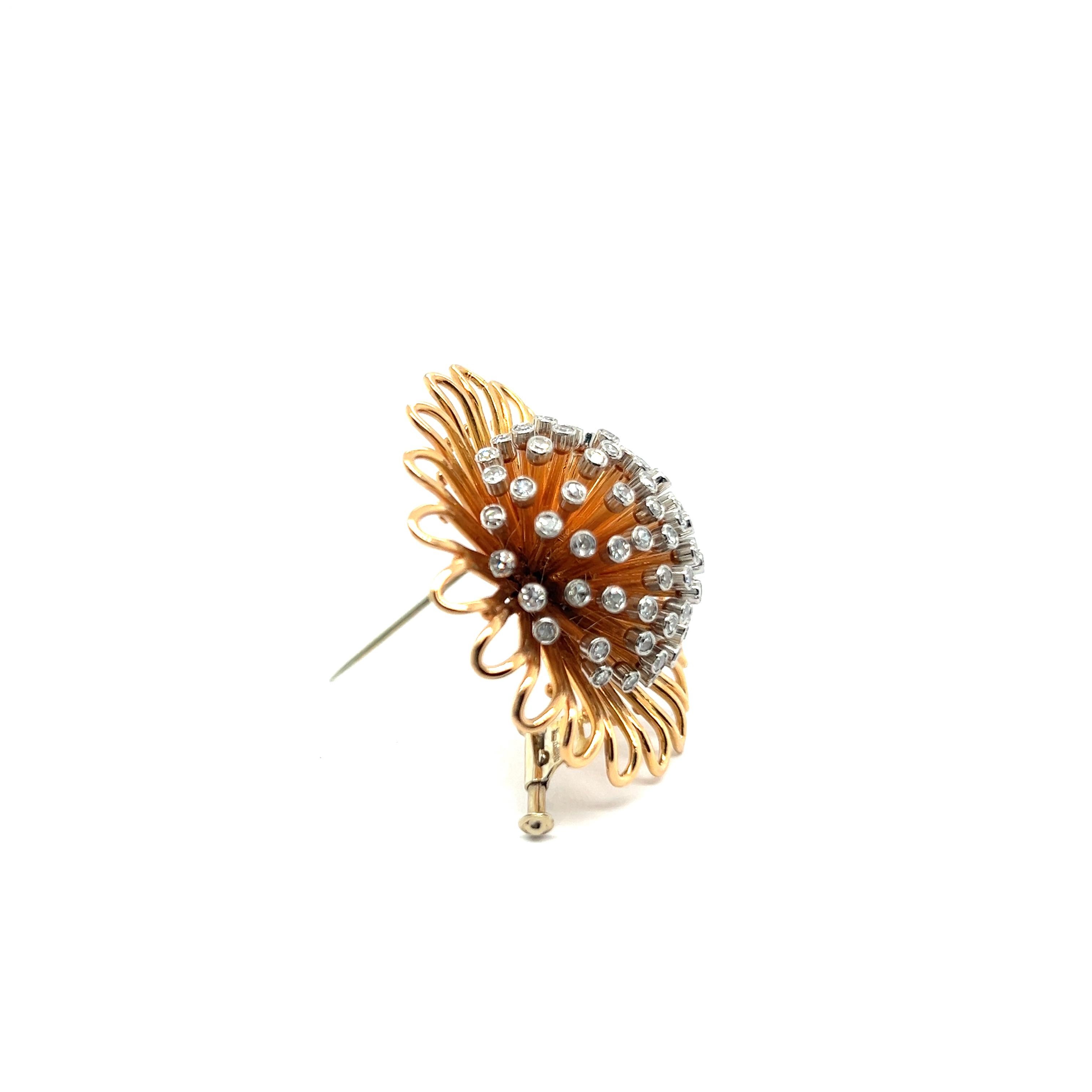 Brilliant Cut Brooch with Diamonds in 18 Karat Red Gold by Meinrad Burch For Sale