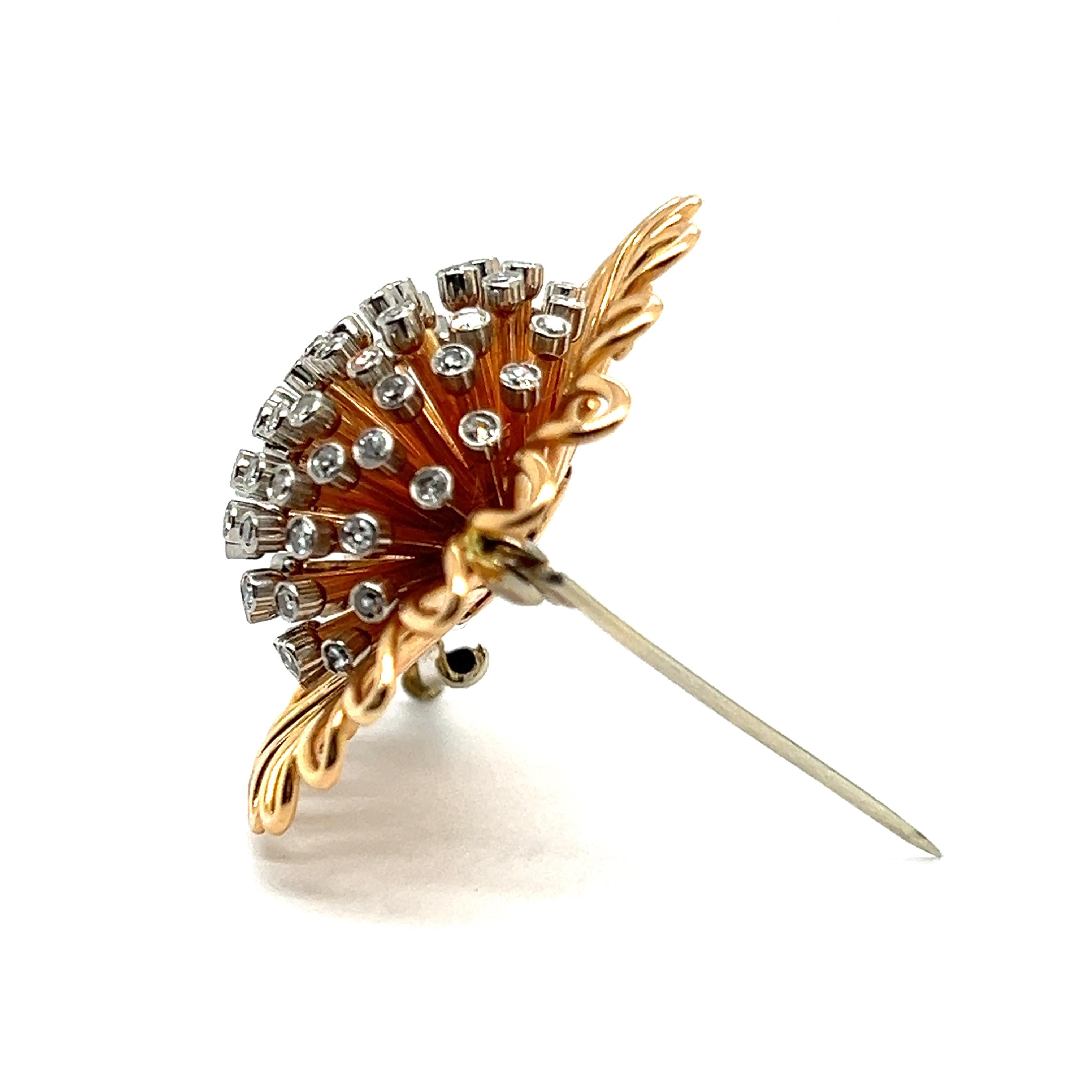 Brooch with Diamonds in 18 Karat Red Gold by Meinrad Burch For Sale 3