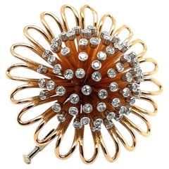 Brooch with Diamonds in 18 Karat Red Gold by Meinrad Burch