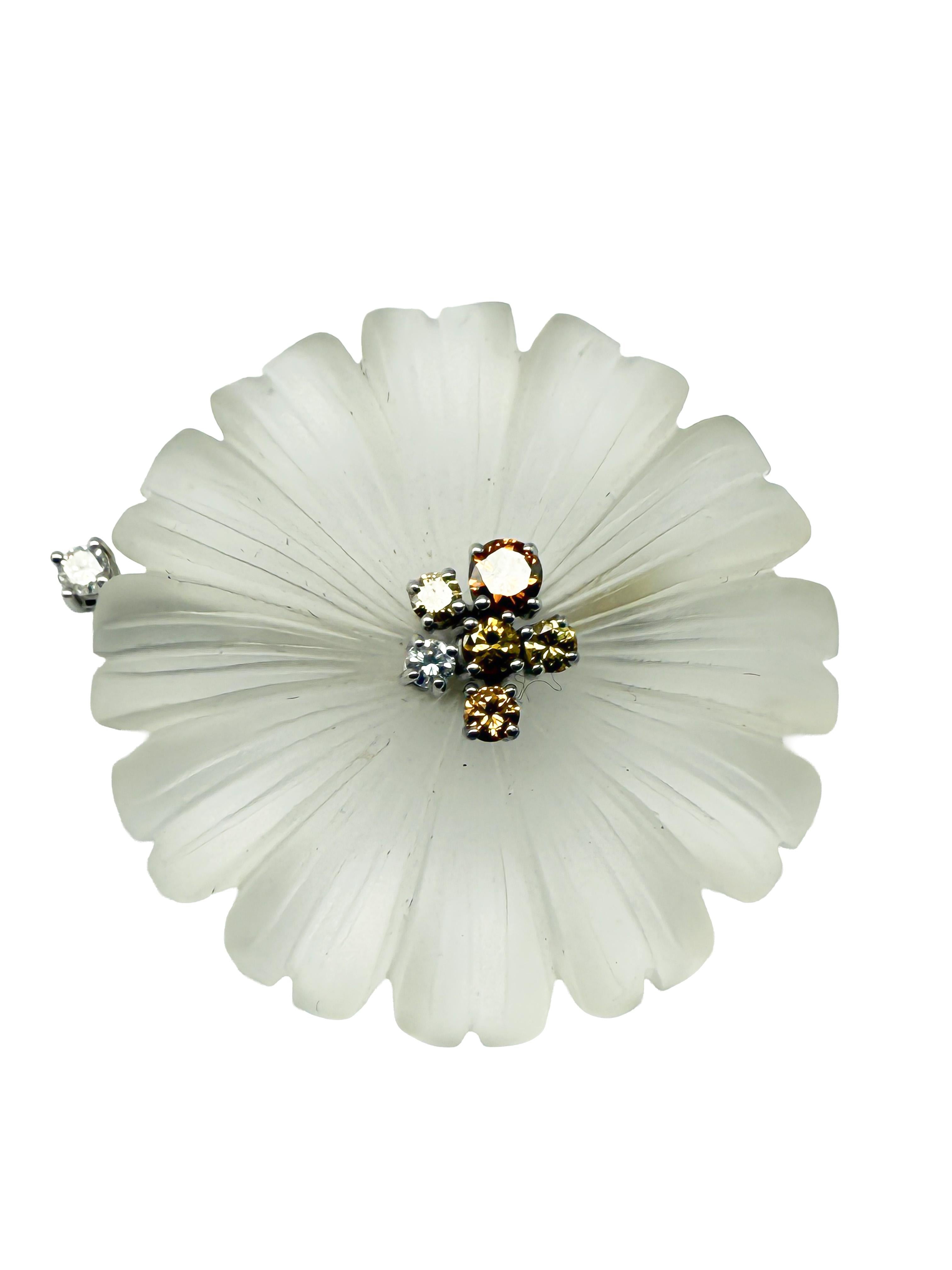 Brosche mit Diamanten aus 18K Weißgold (Brillantschliff) im Angebot