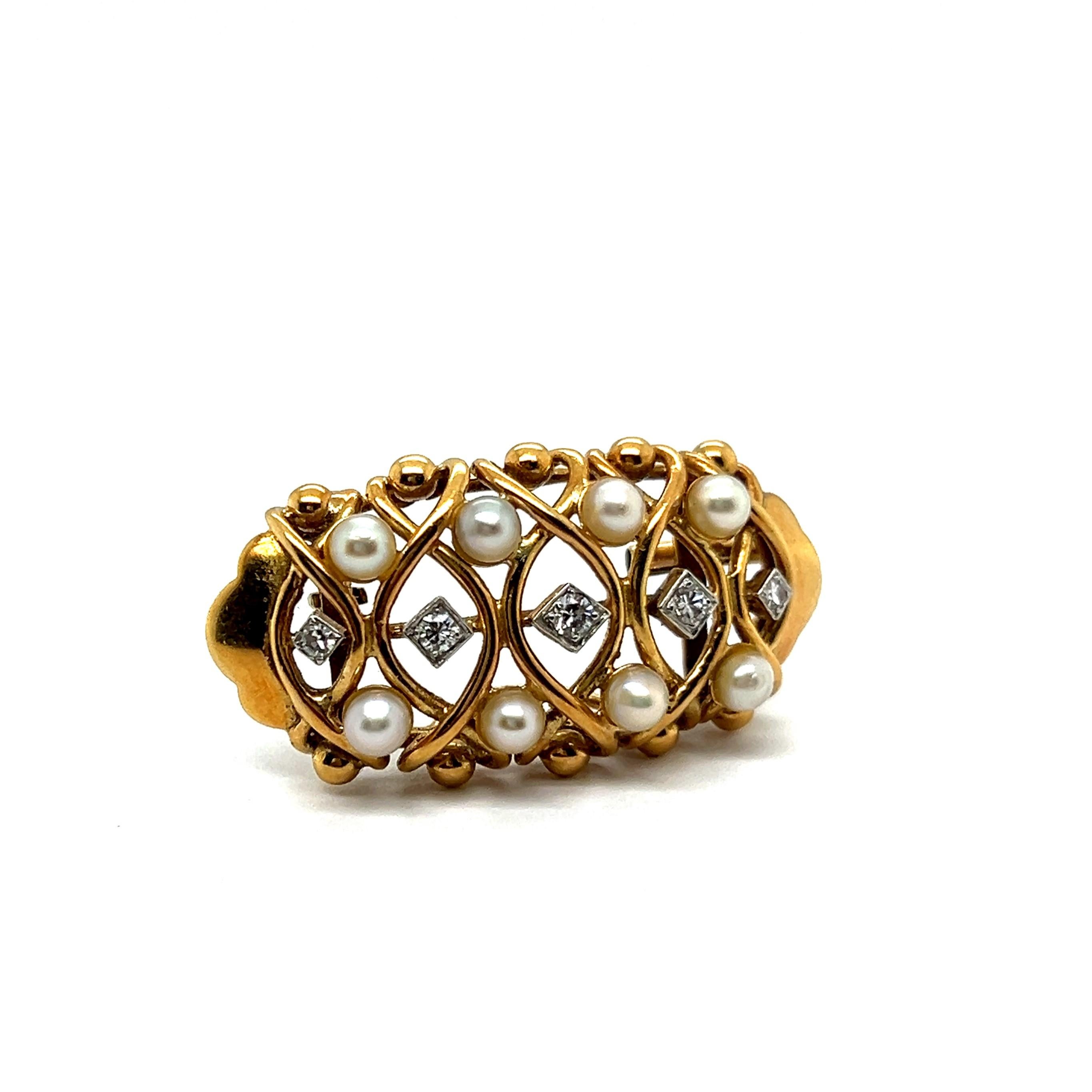Artist Brooch with Diamonds & Pearls in 18 Karat Gold by Gübelin For Sale