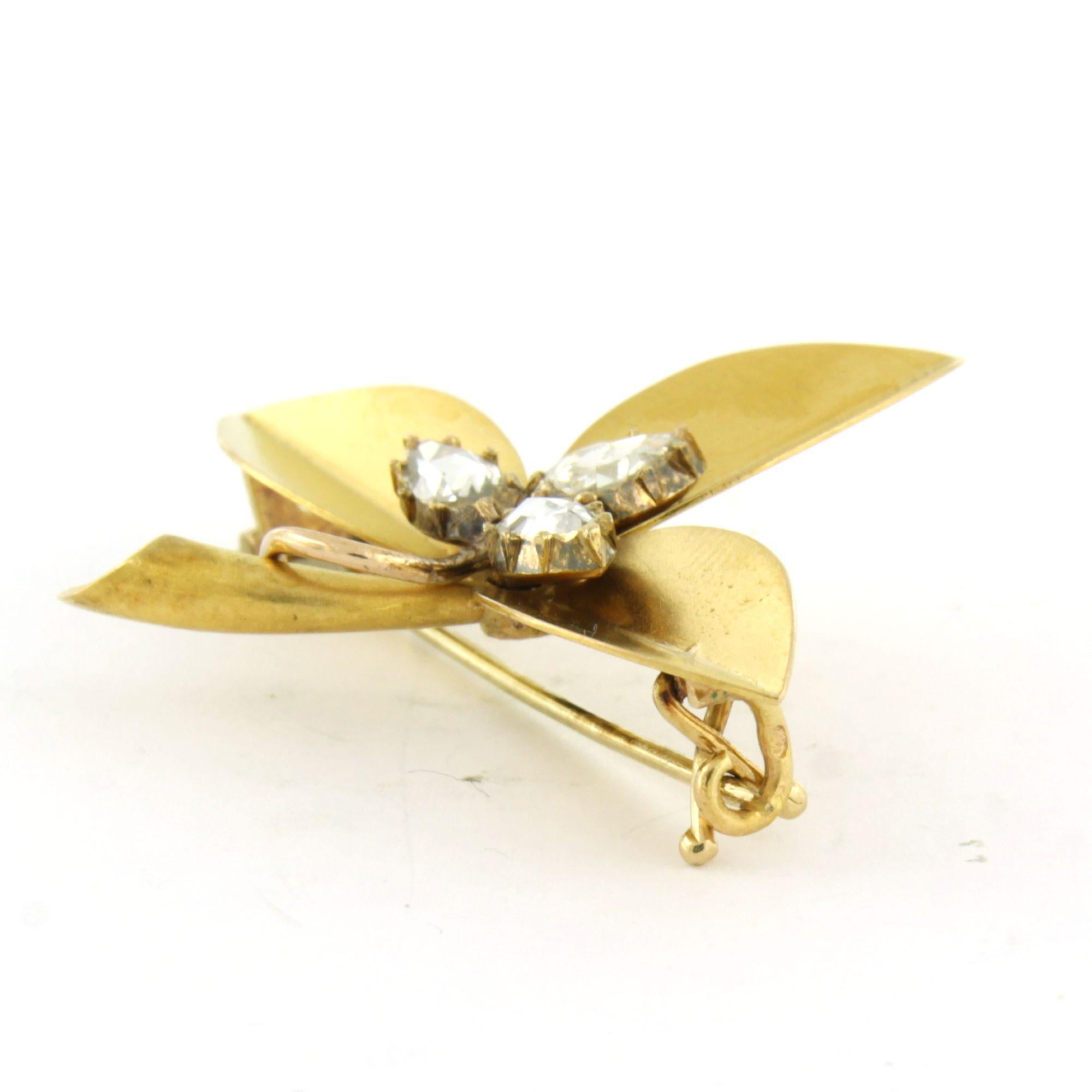 Taille rose Broche avec diamants de taille rose jusqu'à 0,75ct Or 14k 5,1 grammes en vente