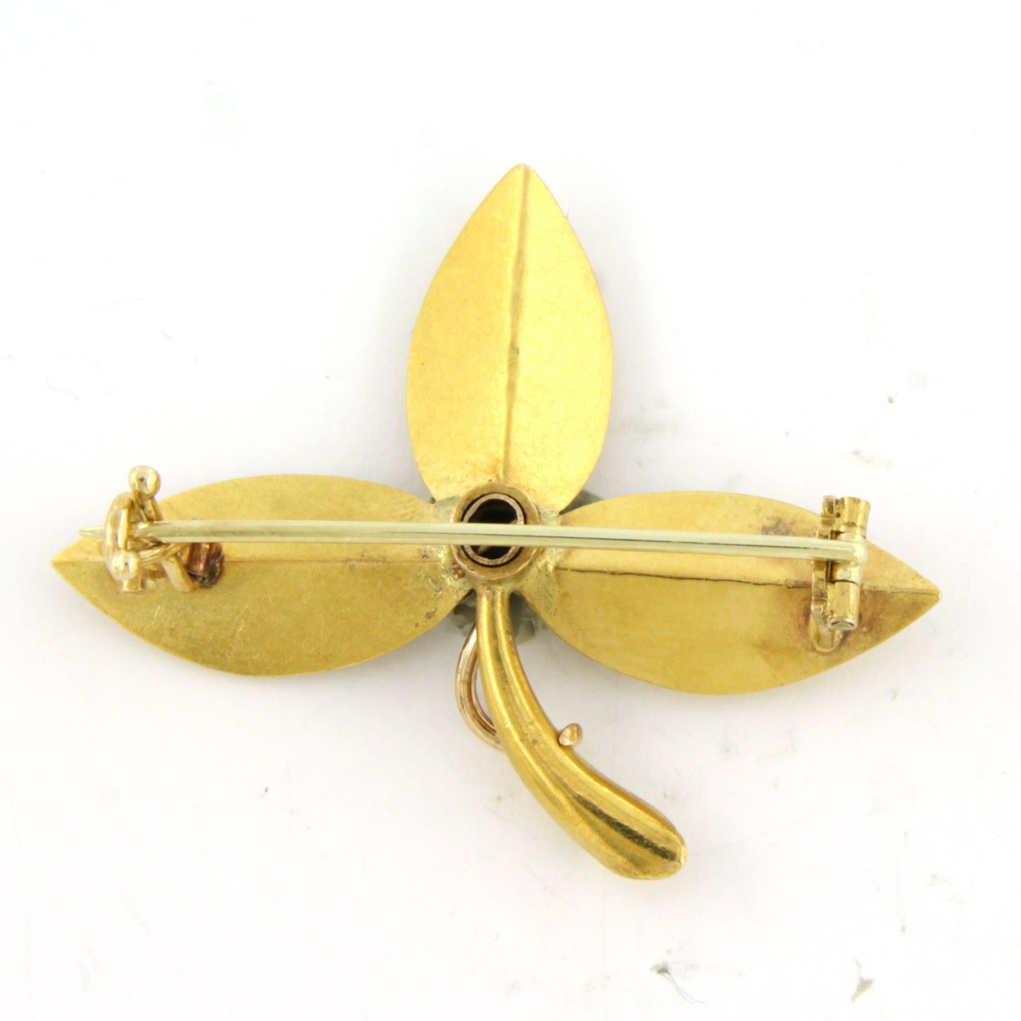 Broche avec diamants de taille rose jusqu'à 0,75ct Or 14k 5,1 grammes Excellent état - En vente à The Hague, ZH