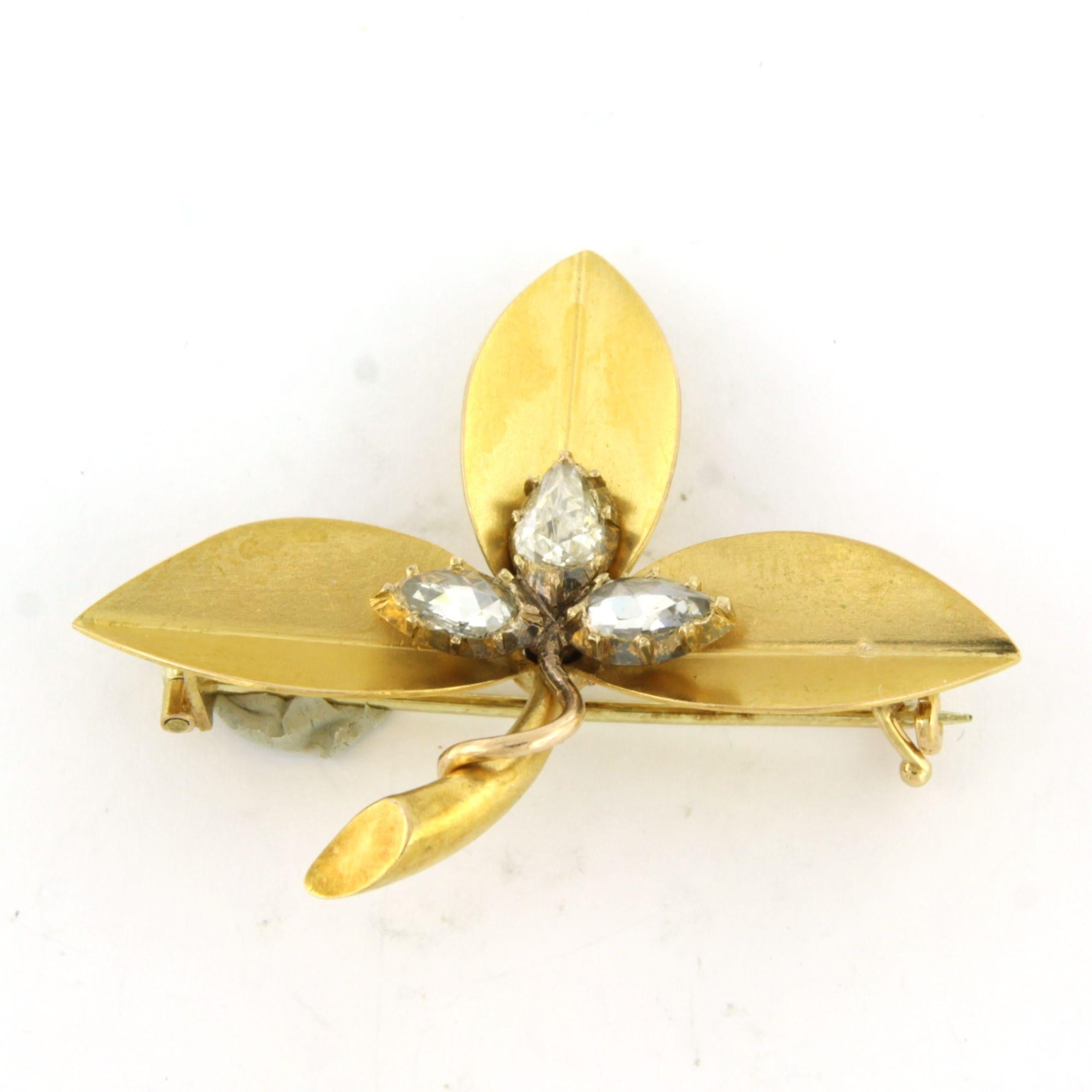 Broche avec diamants de taille rose jusqu'à 0,75ct Or 14k 5,1 grammes en vente 1