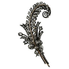 Brooch with rose cut diamonds up to 1.40ct 18k pink gold and silver