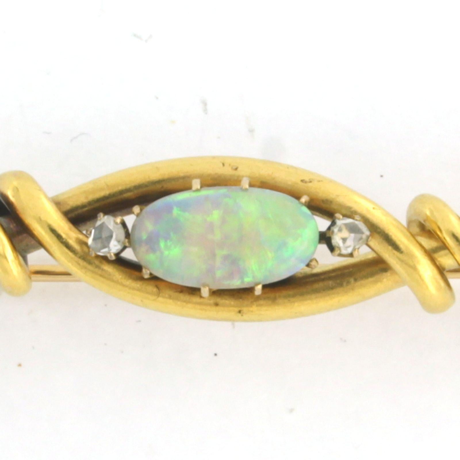 Women's Brooch with Ruby, Sapphire, Opal and diamond 18k yellow gold For Sale