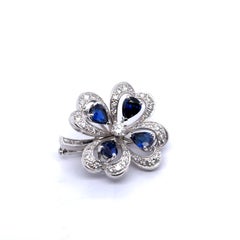 Brooch with Sapphires & Diamonds in 18 Karat White Gold by Meister