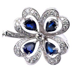 Brooch with Sapphires & Diamonds in 18 Karat White Gold by Meister