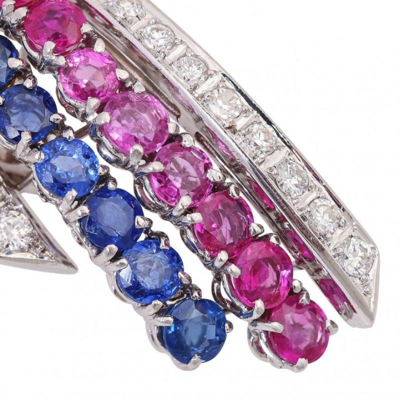 Women's Brooch with Sapphires, Rubies and Diamonds For Sale