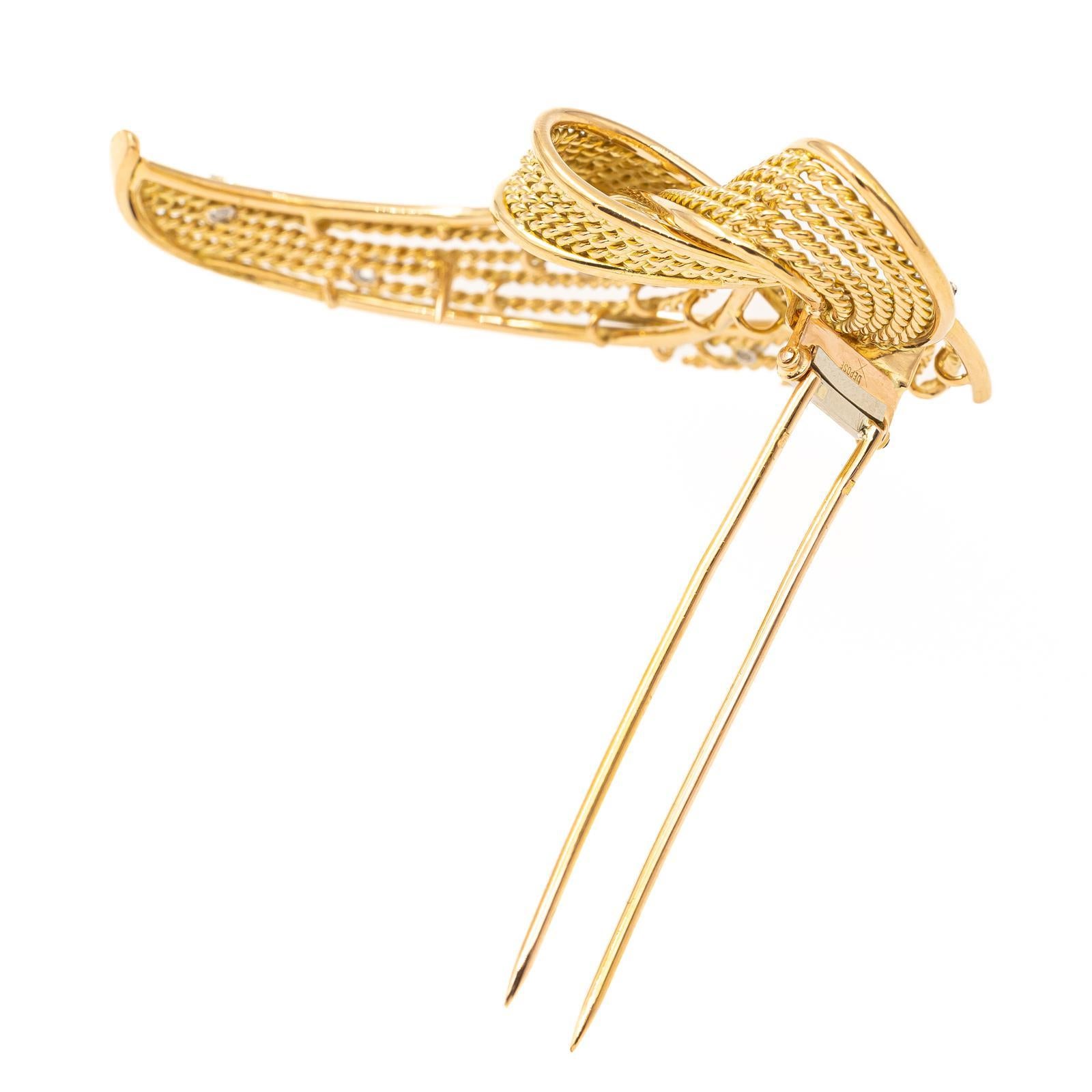 Brooch Yellow Gold Diamond For Sale 1