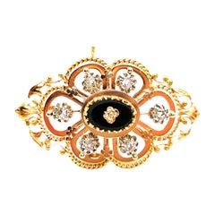 Brooch Yellow GoldOnyx