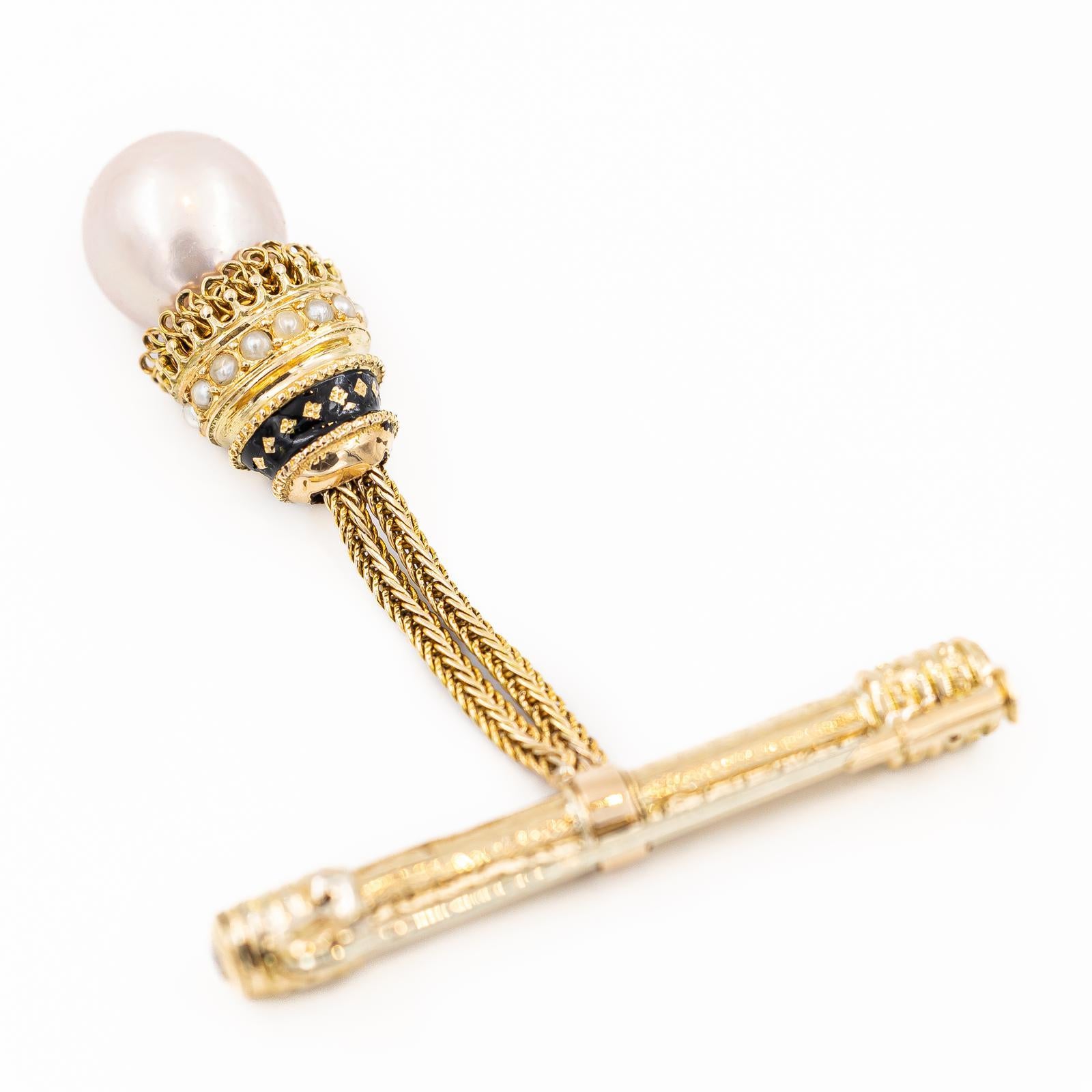 Brooch Yellow Gold Pearl For Sale 1