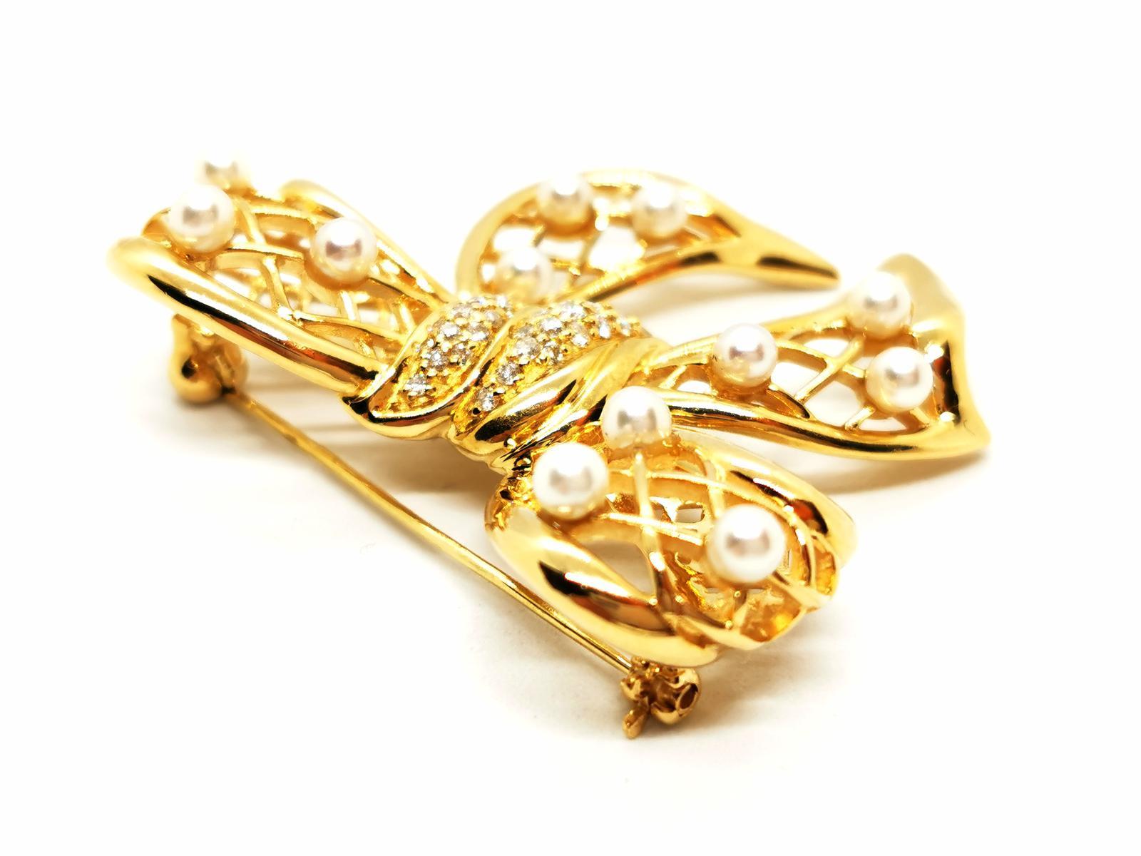 Brooch Yellow Gold Pearl For Sale 4