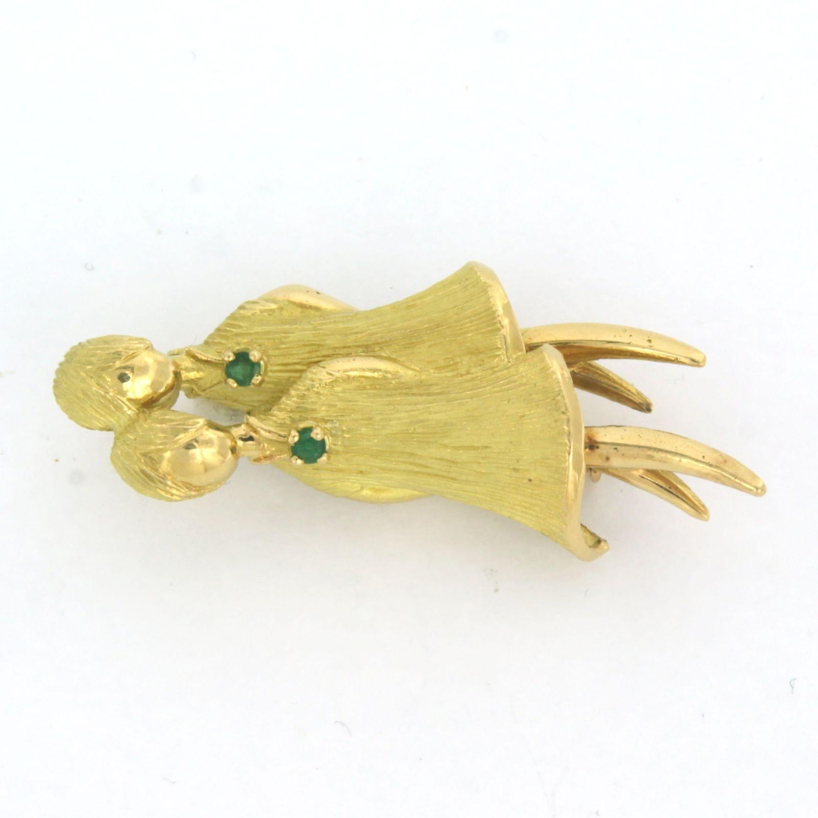 Women's or Men's Brooche Emerald 18k yellow gold For Sale