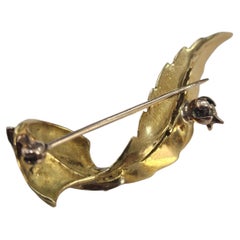 Brooche  Feder Masriera 1950'S  Diamant Gelb- und Weißgold 18 Karat