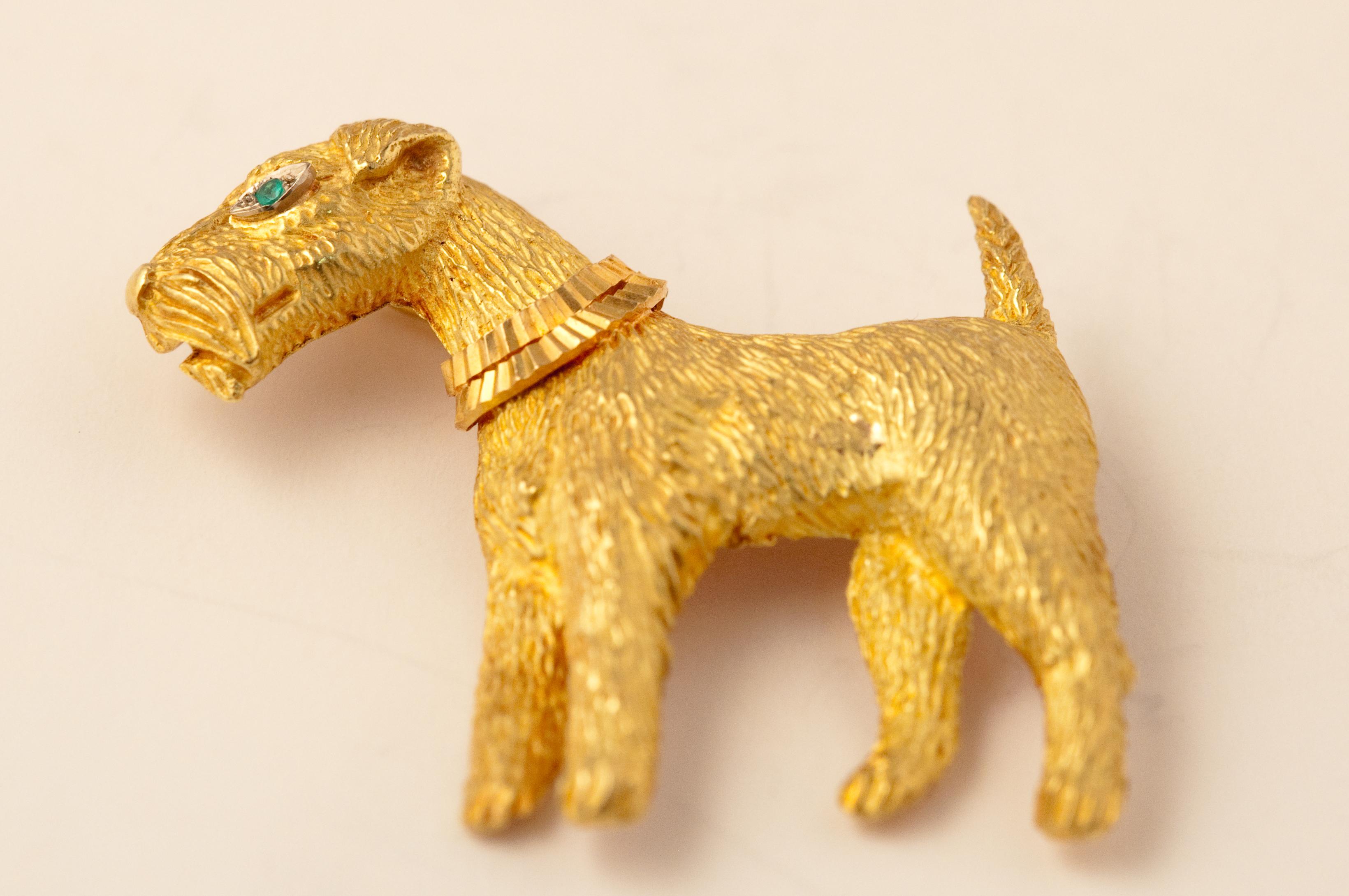 Fox-Terrier 18kt  Gold Pin In Excellent Condition In Vannes, FR