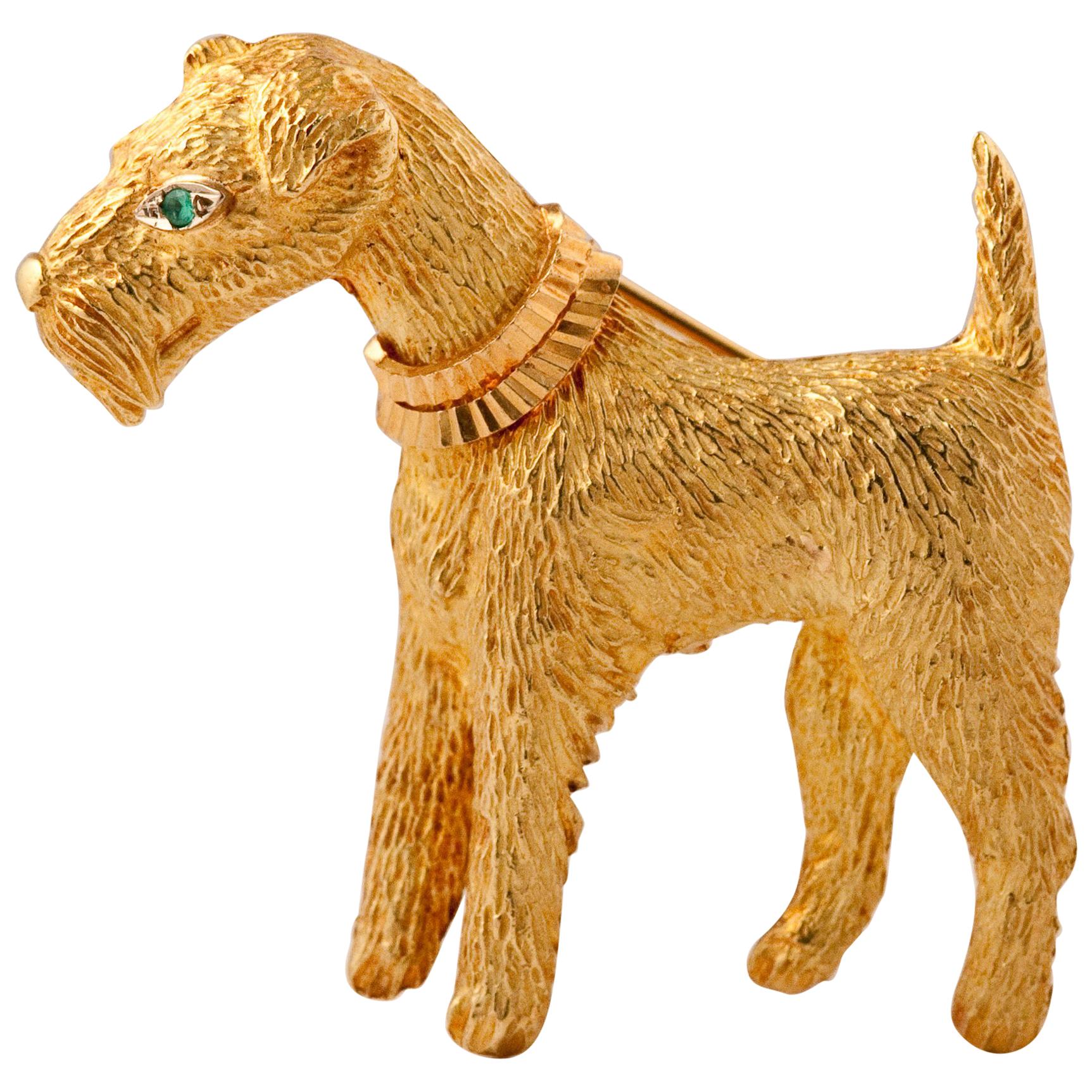 Fox-Terrier 18kt  Gold Pin