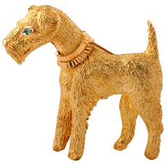 Retro Fox-Terrier 18kt  Gold Pin