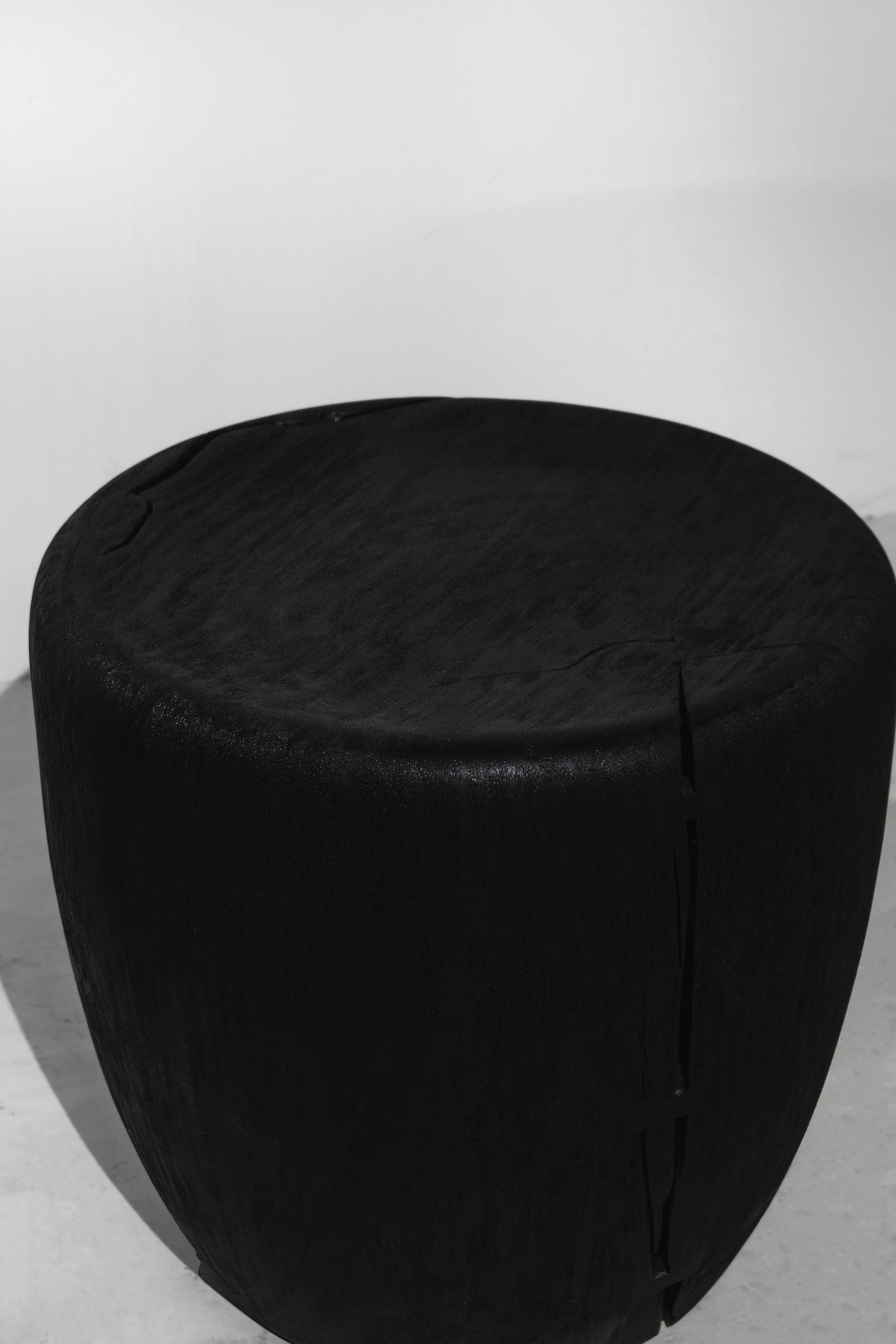 Arts and Crafts BROOK, Rough Black Monkey Pod stool For Sale