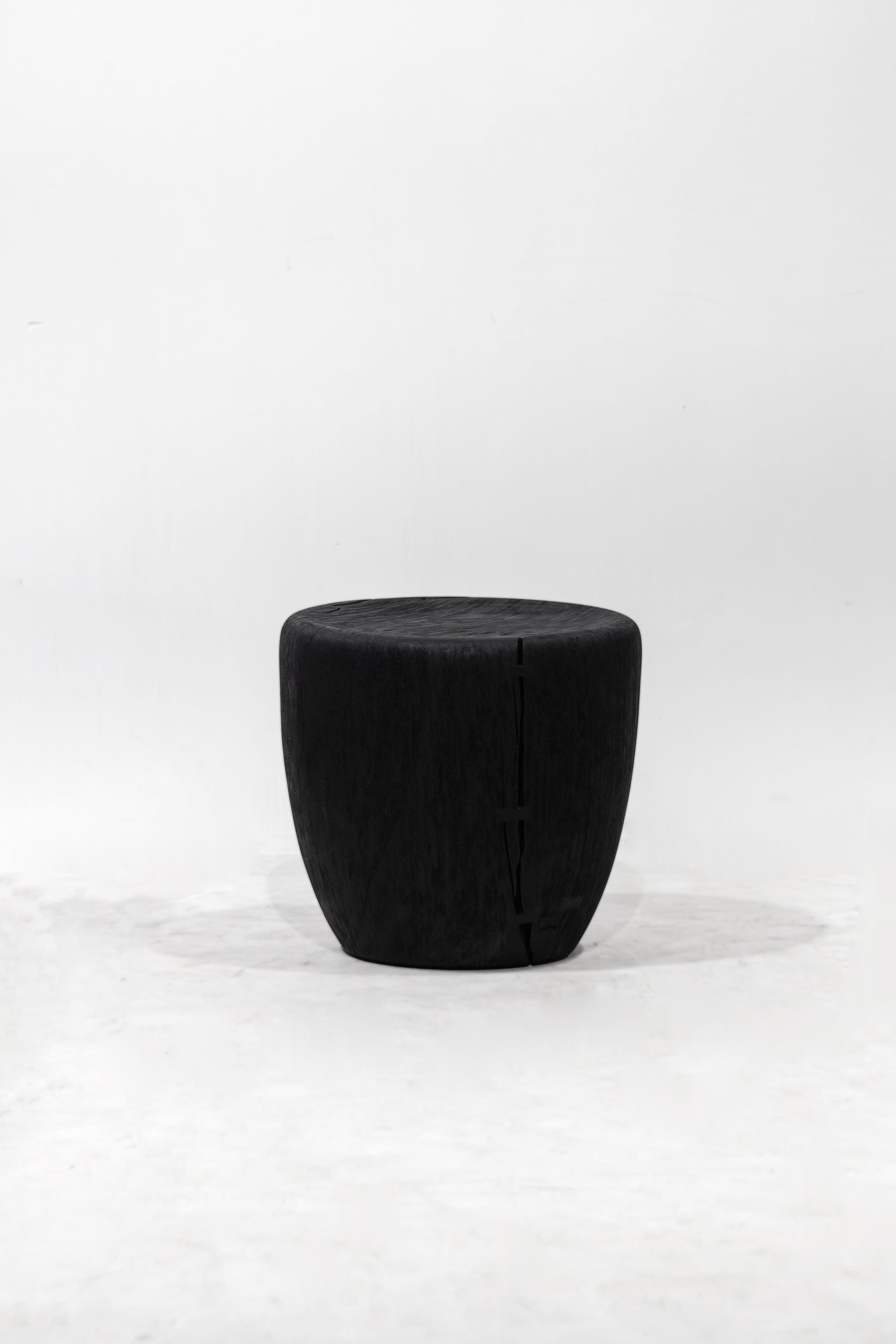 BROOK, Rough Black Monkey Pod stool For Sale
