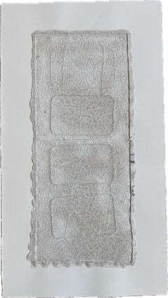 Beaut by Brook Soss, White Vertical Abstract on Paper With Sandstone