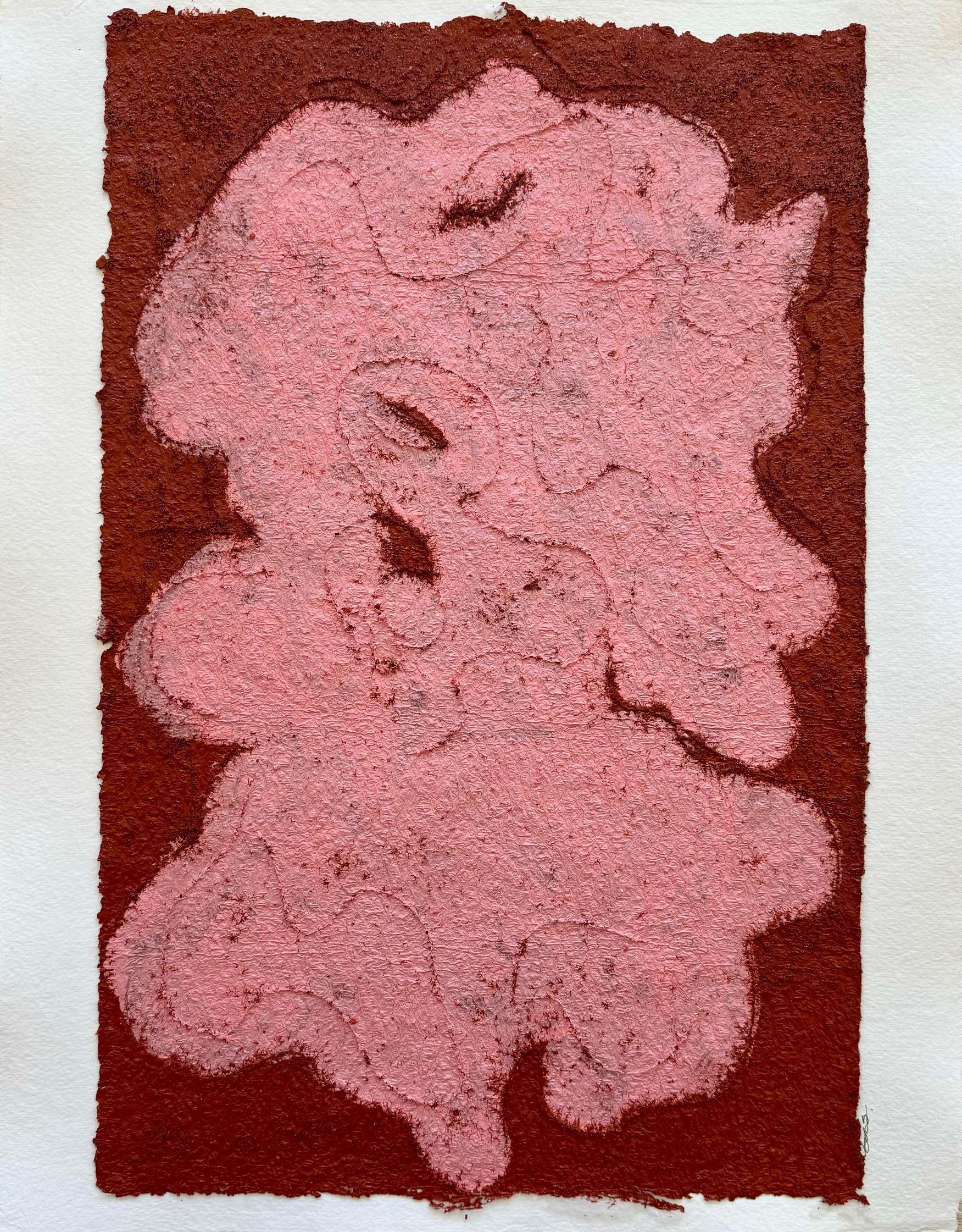 Spectrum, II di Brook Soss, Astratto verticale rosso e rosa su carta con pietra arenaria