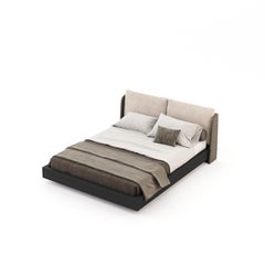 21st-century Contemporary bed upholstered with custom fabric by Laskasas