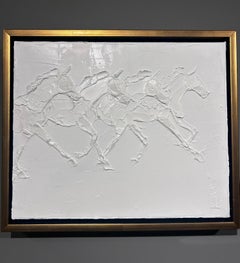 Brooke Major, "Catch Me if You Can", 15x18 Sculptural White Horse Oil Painting