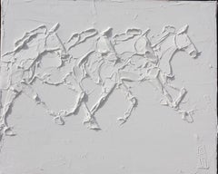 Brooke Major, "Atrápame si puedes", pintura al óleo de 15x18 Caballo blanco escultural