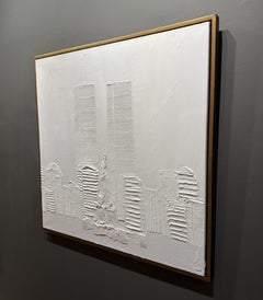 Brooke Major "World Trade Center, Let Freedom Ring" 36x36 Pittura a olio bianca