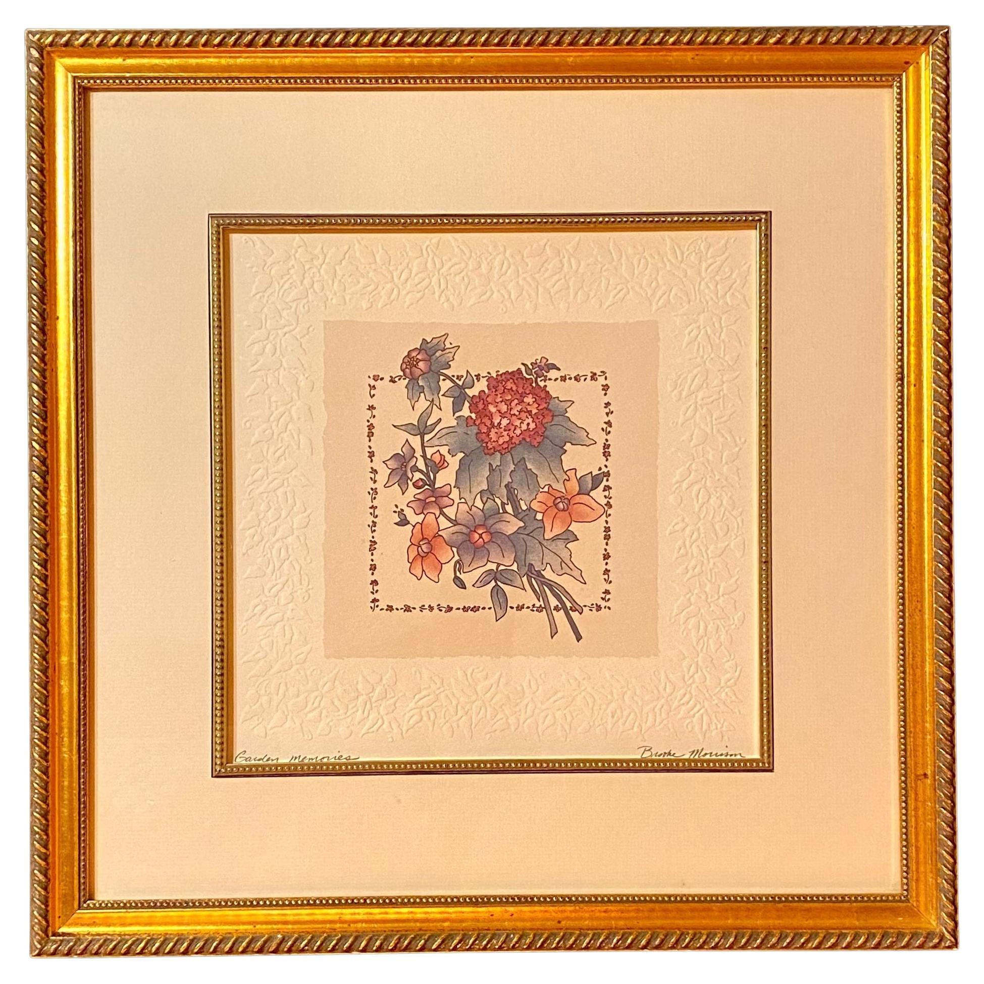 Brooke Morrison Stampa litografica ad acquerello Memorie del giardino con titolo e firma