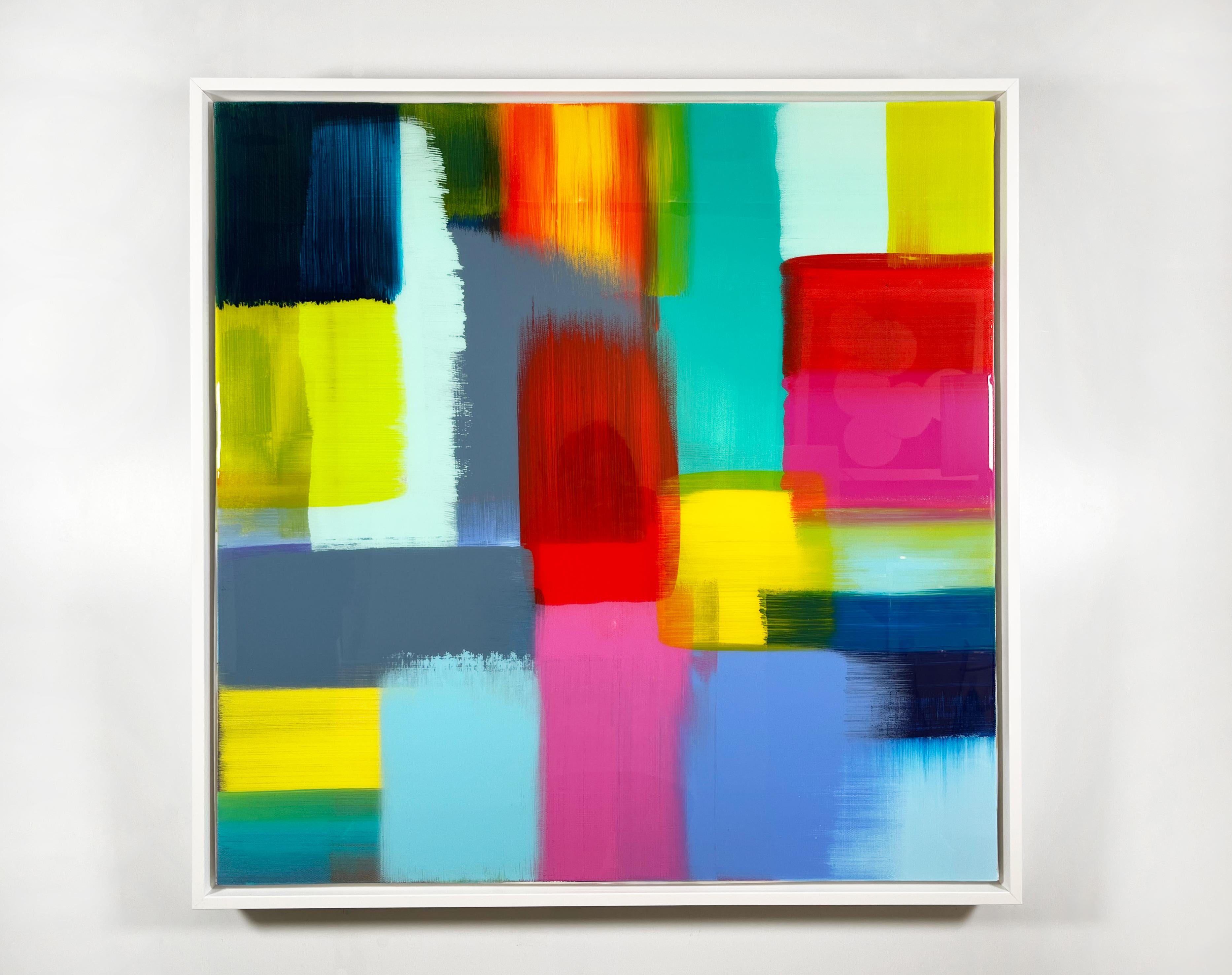 Brooke Palmer Abstract Painting - Light it Up, 2023, Bold colourfield acrylic and resin on wood panel