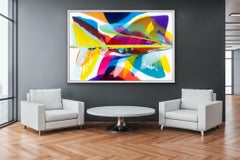 Manifestation of A Dream, Large colorful poured abstract on canvas, 2022