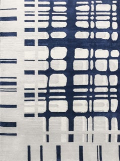 Rug Contemporary Italian Checkered Blue white Scandinavian - Brookfield Navy